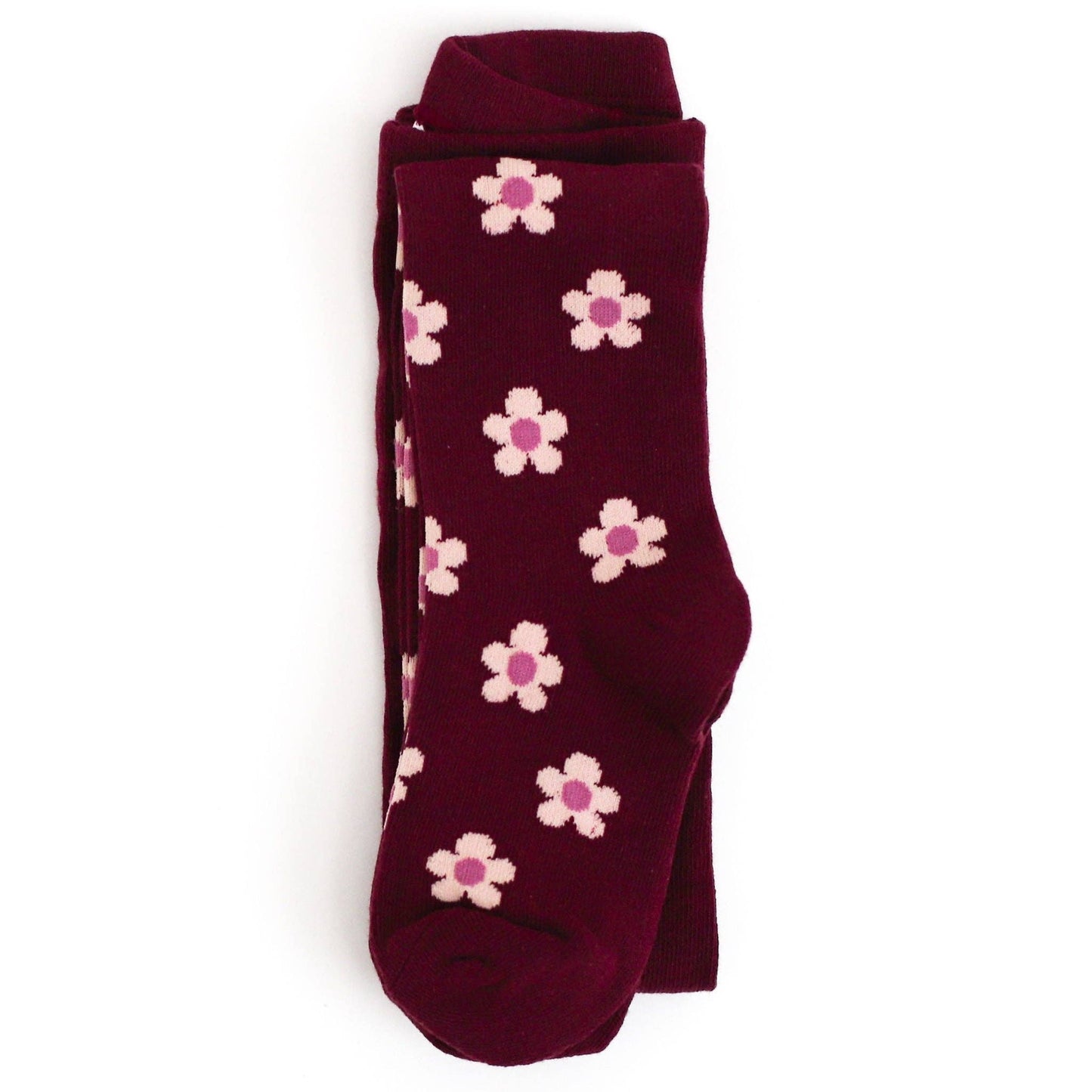 Burgundy Flower Knit Tights