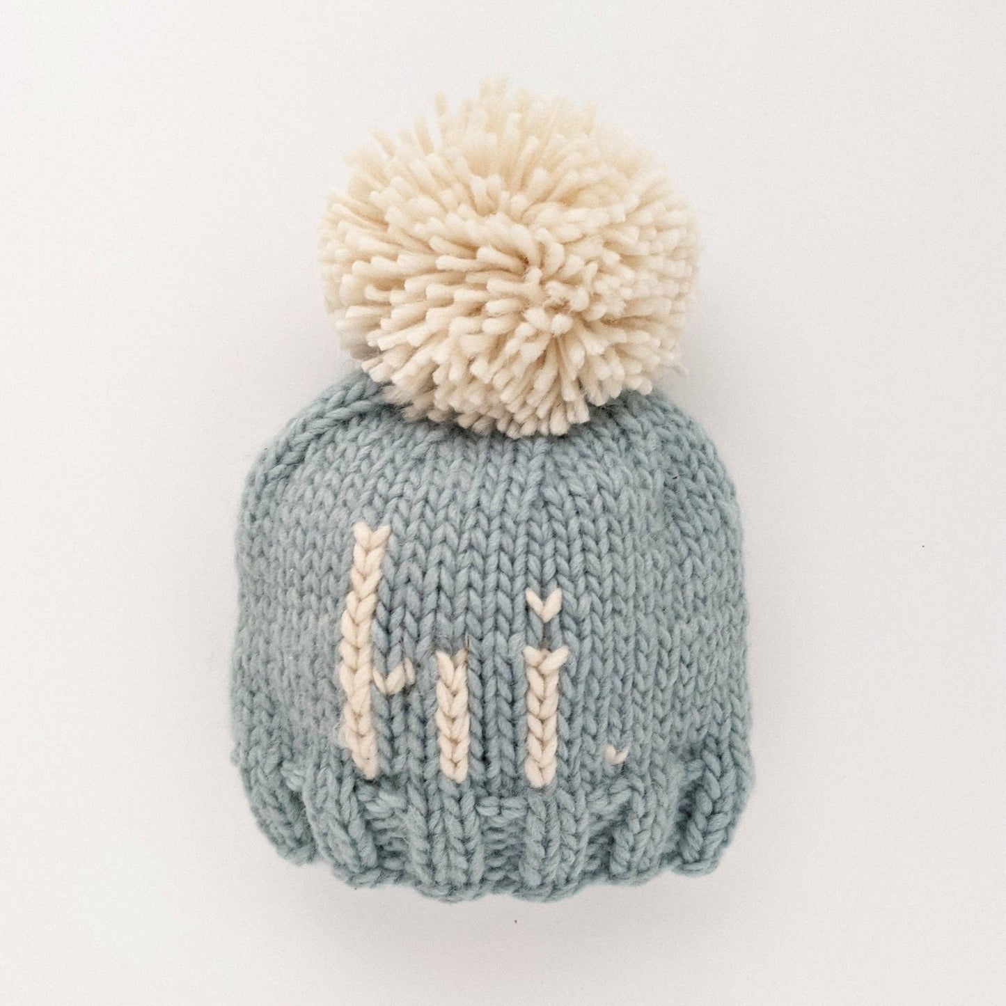 hi. Surf Blue Hand Knit Beanie Hat: M (6-24 months)