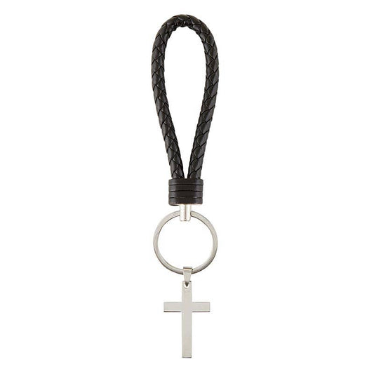 Leather Strap Key Chain Cross